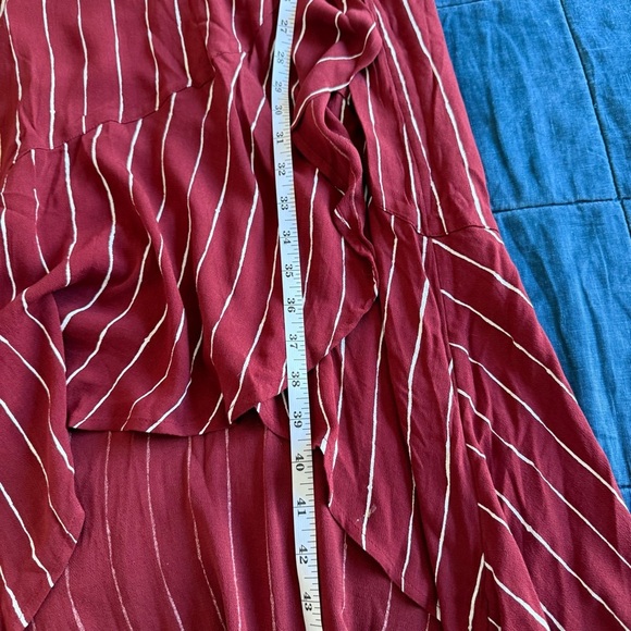 Abercrombie & Fitch dress Wrap maroon red stipe asymmetrical Medium - Picture 7 of 11